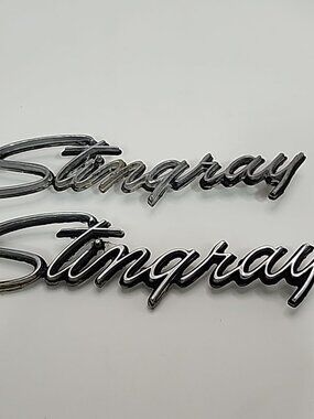 Vintage Pair of 1969-1973 C3 Corvette Stingray Fender Emblems